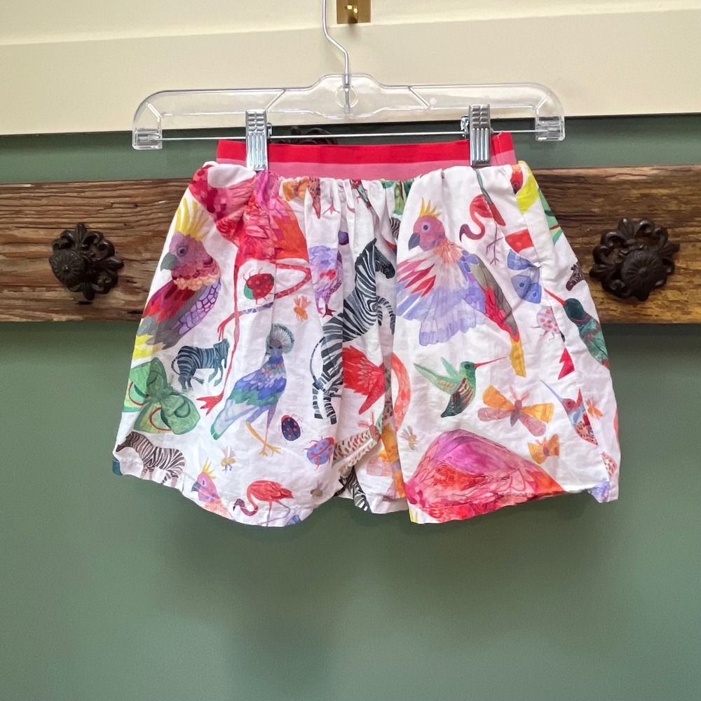 H&M Michelle Morin Kids Animal Print Skirt White Red Elastic Waist Size 4-6Y